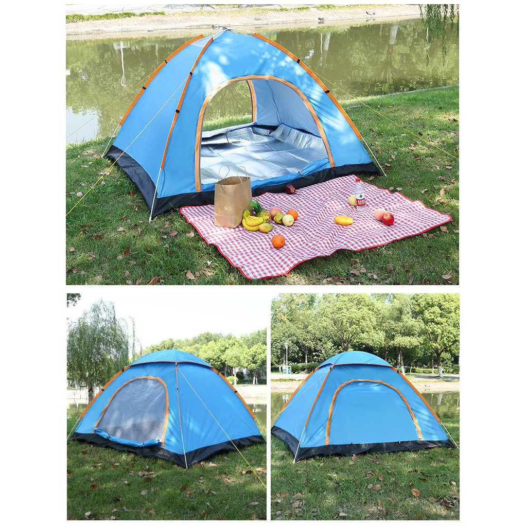 【Bisa COD】 Tenda Dome Terpal 4 / 5 Orang ^ 2 x 2 Meter Single Layer 4P ^ Kemah Camping Outdoor Indoor 5P