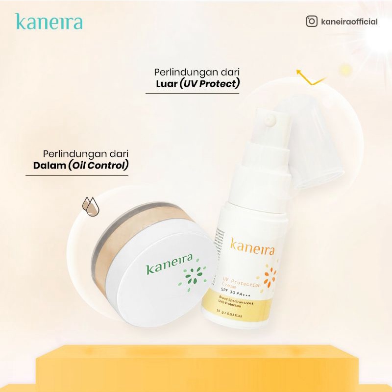 PROMO Sunscreen + Bedak Tabur Kaneira / Sunblock / Loose Powder / Perawatan Luar Dalam