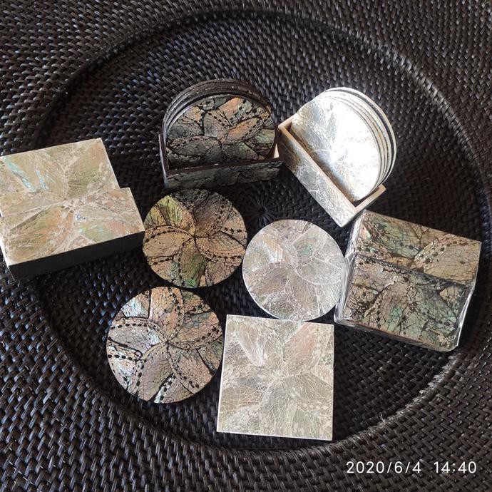 Produk Unggulan] Coaster Kerang/Tatakan Gelas/Glass Coaster Kerang Kualitas Export61