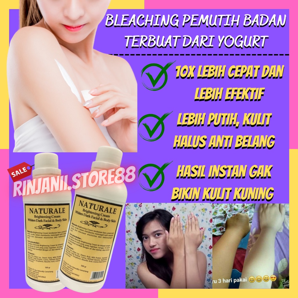 PEMUTIH BADAN PERMANEN BLEACHING NATURALE 500GR BPOM BODY LOTION PENGHILANG BEKAS LUKA PENCERAH KULI