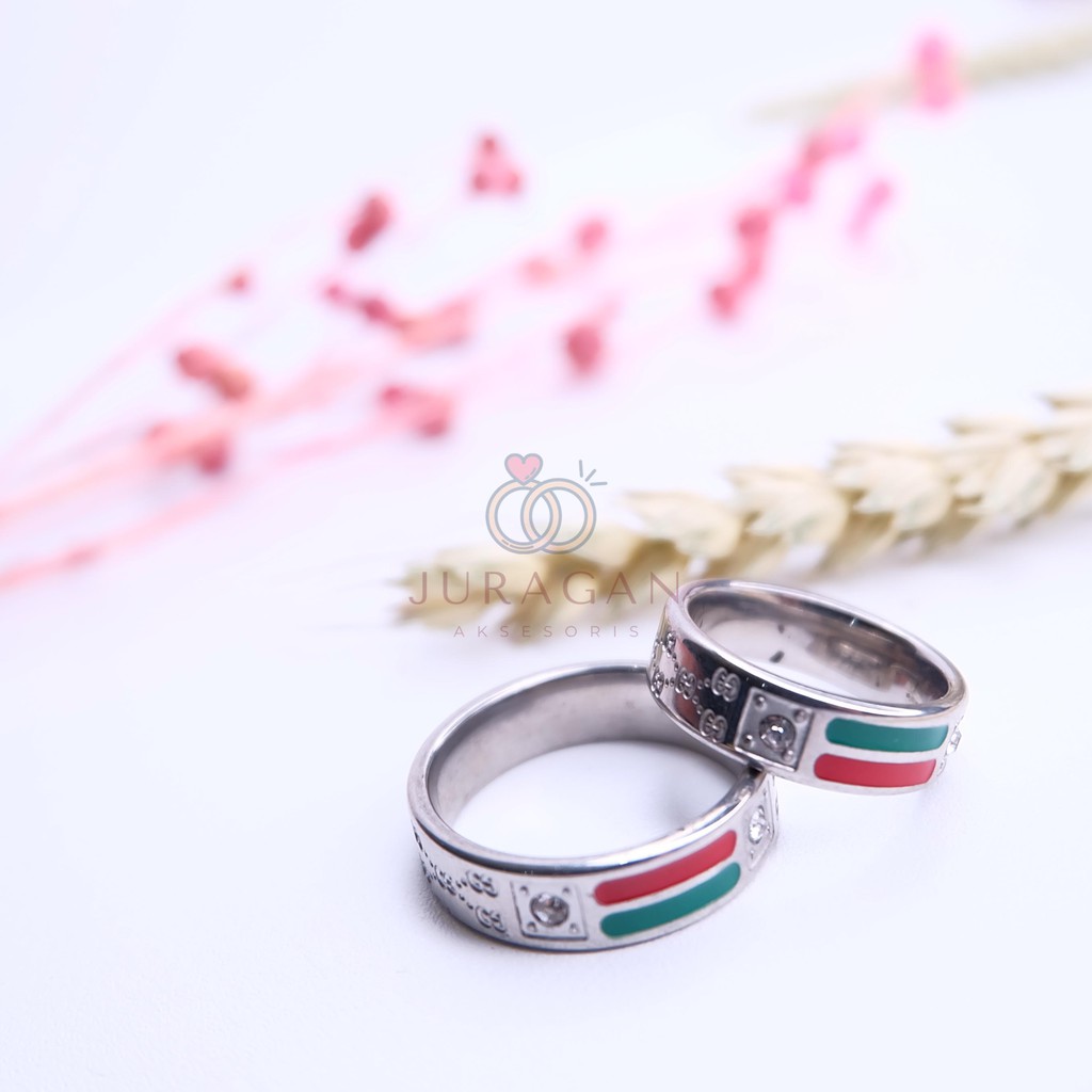 [UKIR NAMA + BOX HATI] Cincin Couple BUCIN Titanium M37 BONUS Gelang Couple