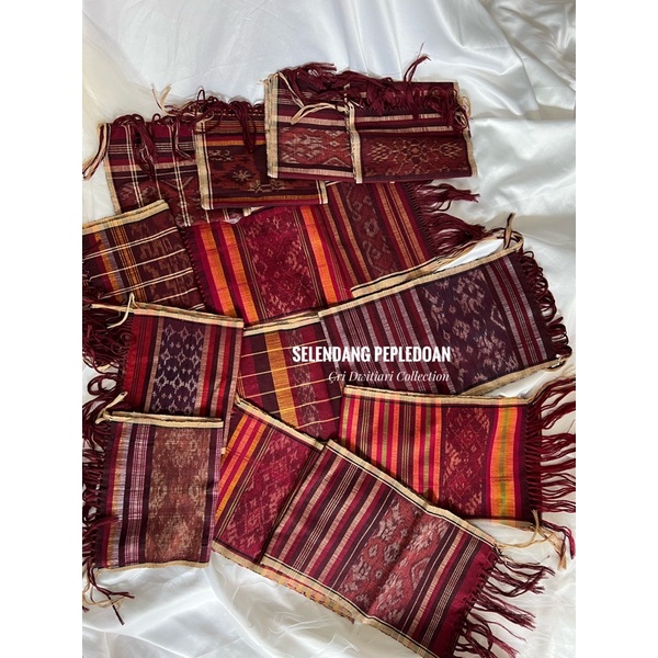 Selendang Pledon Original/ Pepledoan/ Pledoan Selendang Garis Klasik Tenun Gringsing Bali/ Semi Grin