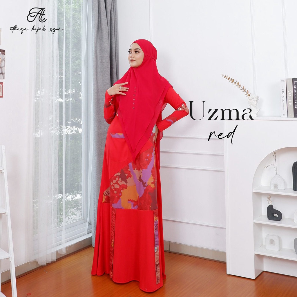 Athaya - Uzma Bergo Series Red | Gamis + Hijab Syari | Dress Muslim Wanita