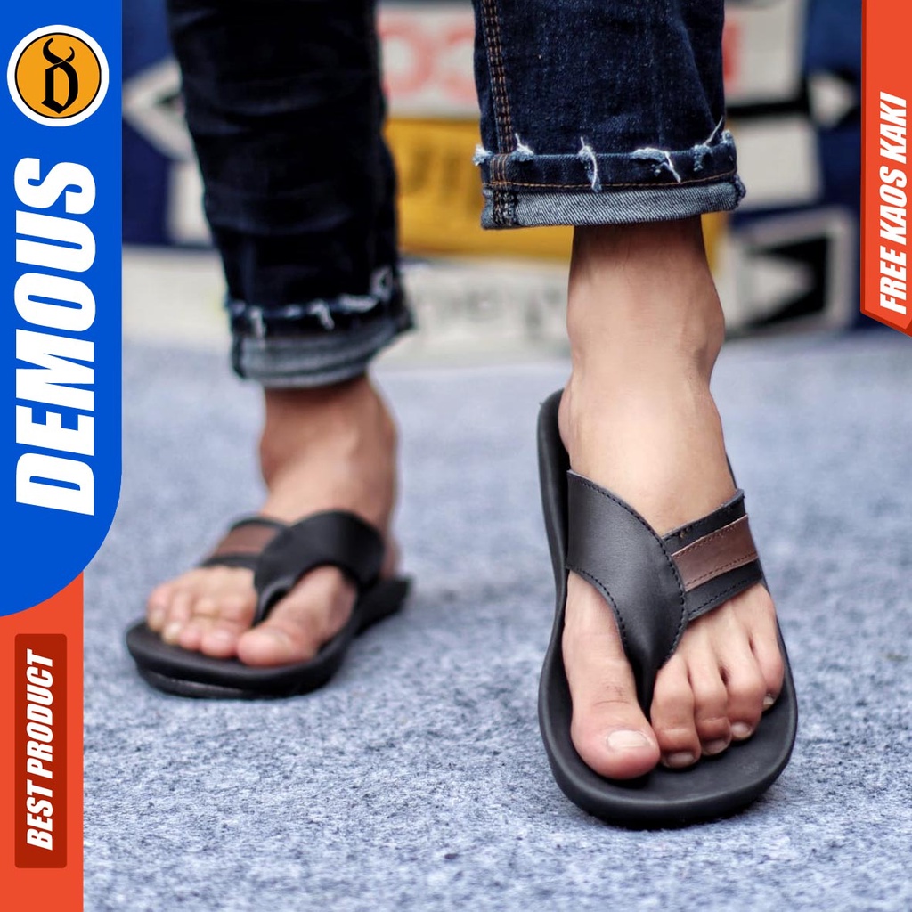 DEMOUS KIAN Sandal Jepit Kulit Asli Pria