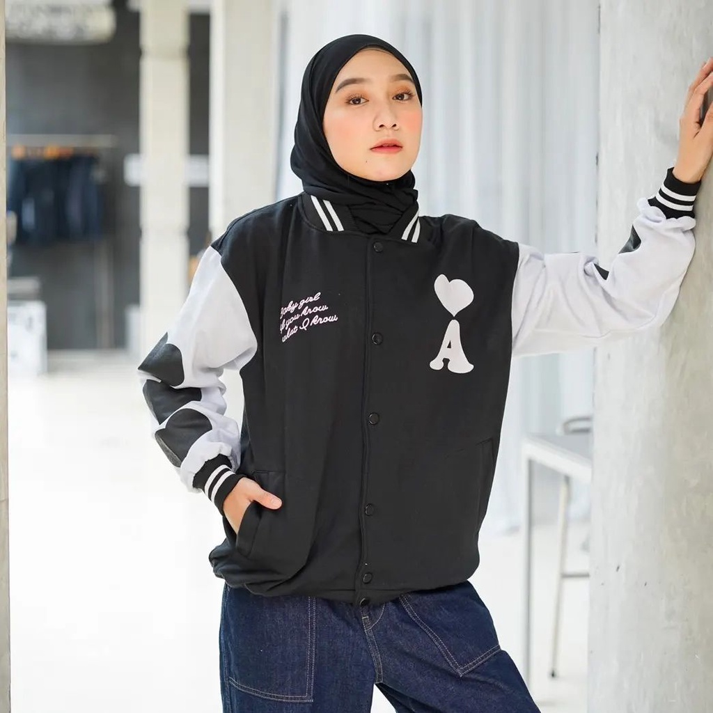 MW- Jaket Baseball Base Ball A LOVE Wanita/Pria