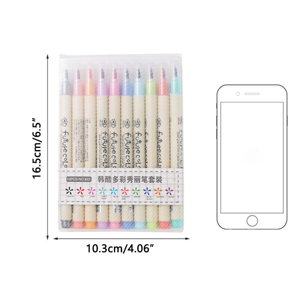 R-flower 10PCS / Set Pen Cat Air Multiwarna Untuk Perlengkapan Menggambar / Sekolah / Pemula