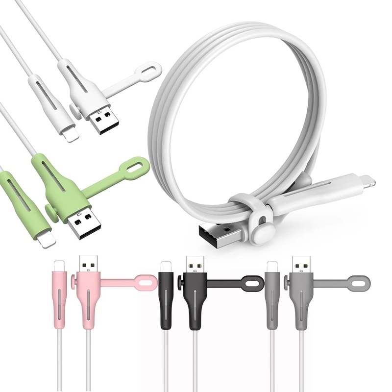 2pcs / Set Pelindung Kabel Iphone Bahan Silikon Untuk Rumah / Kantor