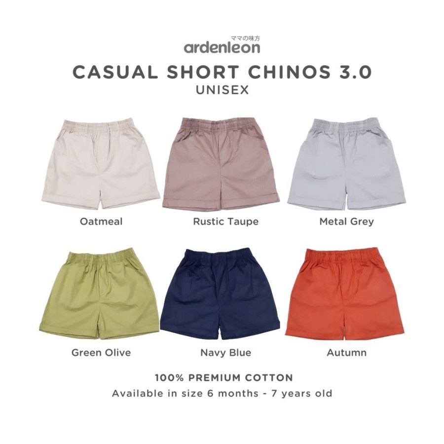 ArdenLeon CHINOS CASUAL SHORT UNISEX / Arden Leon Celana Pendek Unisex VOL 3 Anak NEW