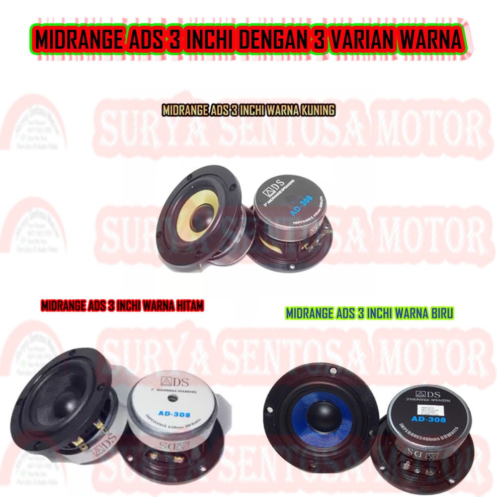 Speaker Midrange ADS AD 308 Vocal Ukuran 3 Inchi Warna 