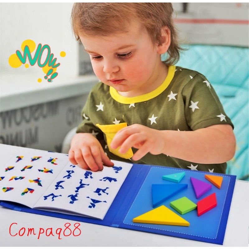 Puzzle Tangram Magnetik Mainan Anak Brain Games Magnetik Puzzle Edukasi