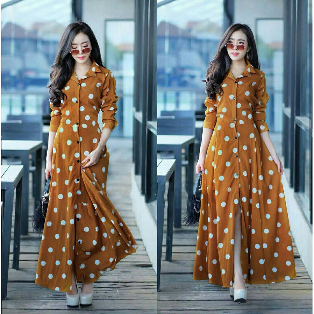 Gamis Polka bahan Katun rayon