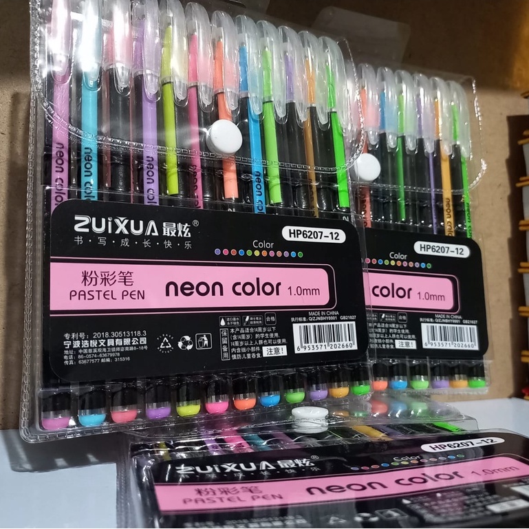 

PULPEN GEL WARNA WARNI NEON COLOUR PASTEL GLITTER PEN ISI 12 WARNA PENA