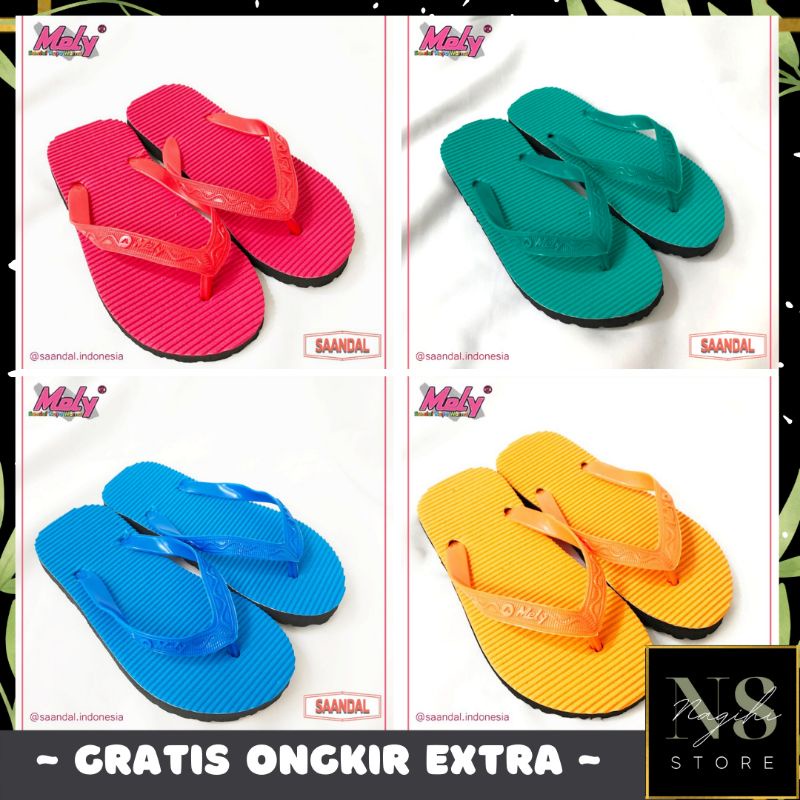 ✨NAGIHI✨ Sandal Jepit Karet Mely DEWASA Pria Wanita Anak Warna Polos