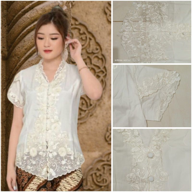 Promo Kebaya Encim Senada Modern katun kombinasi brukat bordir lengan tulip-2