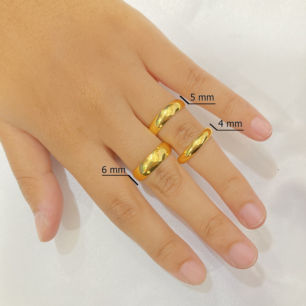 Cincin Polos Warna 24 Karat Lapis Emas Aksesoris Fashion Simple C25#