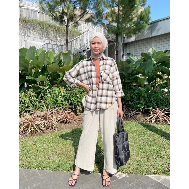 ANNA SHIRT / KEMEJA TARTAN WANITA-BONE