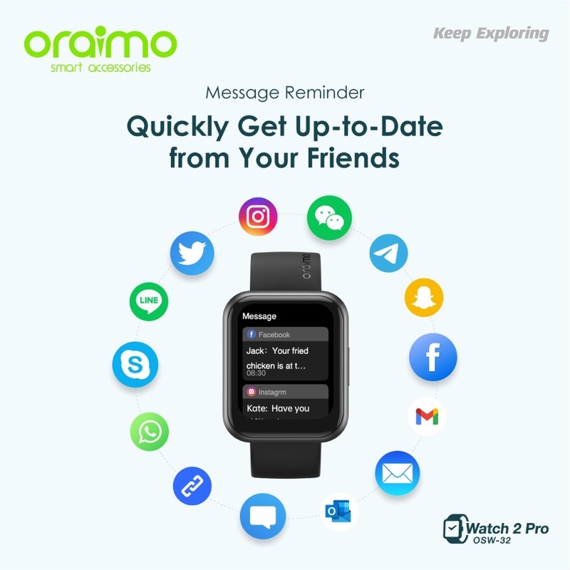 Oraimo OSW-32 Watch 2 Pro Smart Watch Jam Tangan Pintar Bigger Screen Smarter Call - Garansi 1 Tahun