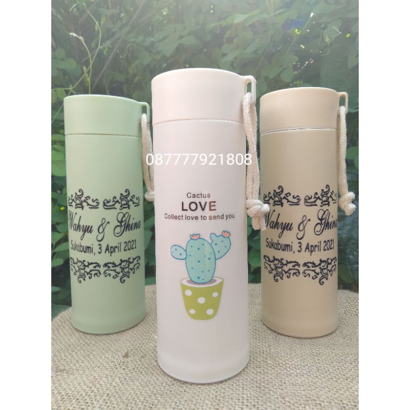 souvenir btol minum kaca/botol kaktus kemas box +sablon