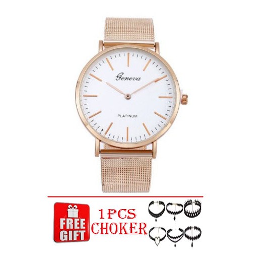 Jam Tangan Geneva HIGH CLASS + CHOKER  Korea Fashion Bisnis Business Look Kora Fashion Watch Bisnis