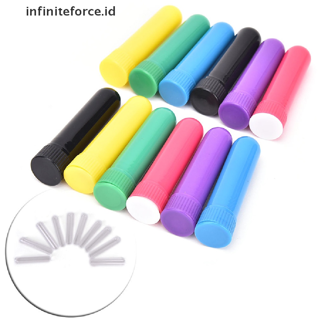 Infiniteforce.id 10pcs Tabung inhaler Kosong Multi Warna Holder Minyak Esensial / Hidung