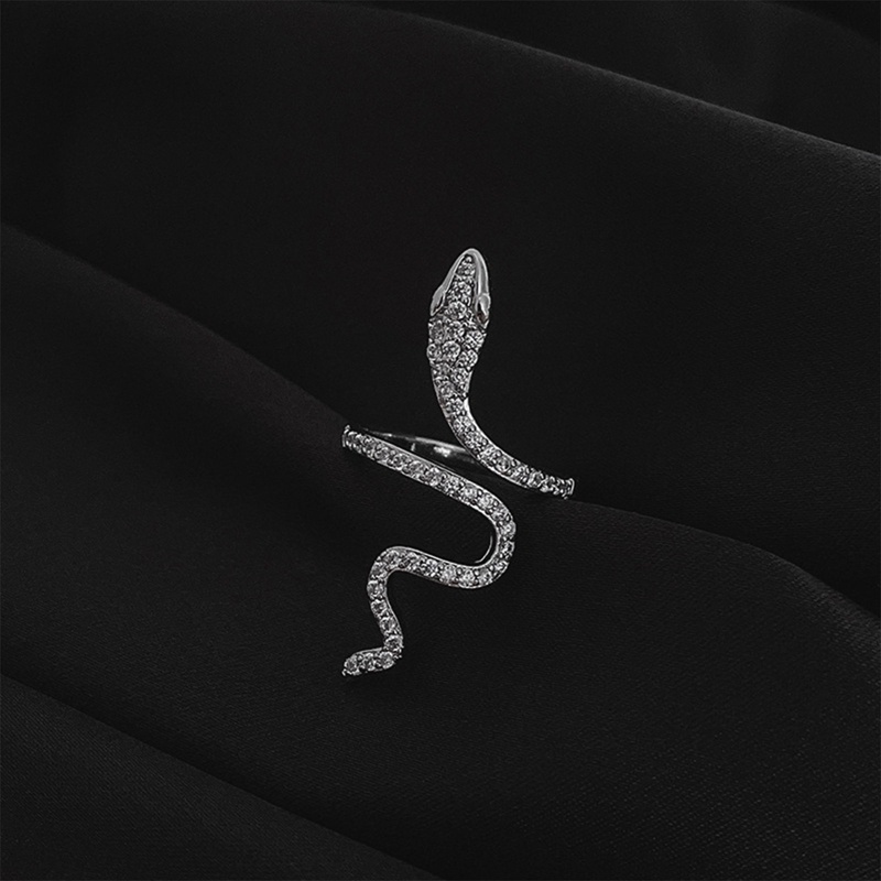 Cincin Jari Telunjuk Desain Ular Melingkar Aksen Zirkon Mikro Untuk Wanita