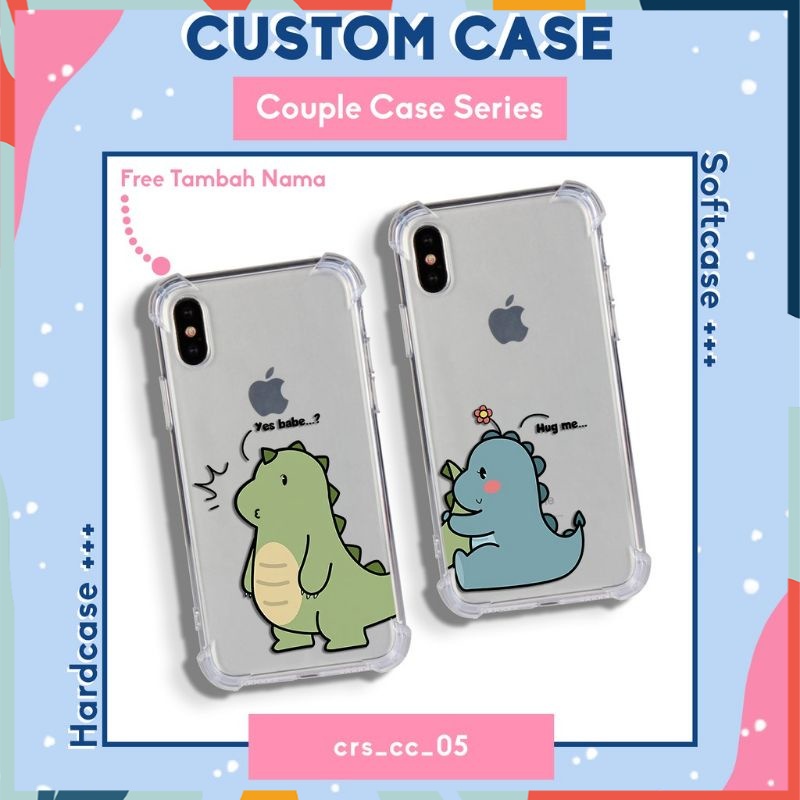 CASE COUPLE DINO SERIES ALL TIPE FREE TAMBAH NAMA / BACKGROUND  VIVO OPPO SAMSUNG XIAOMI REALME IPHO