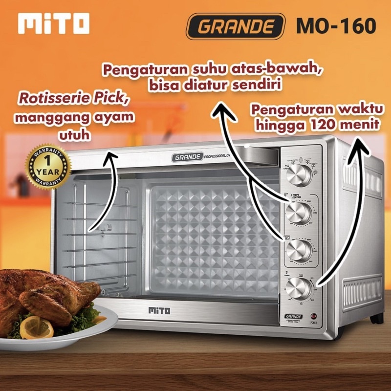 Electric oven listrik 155 Liter MITO Grande MO160 MO 160 big oven