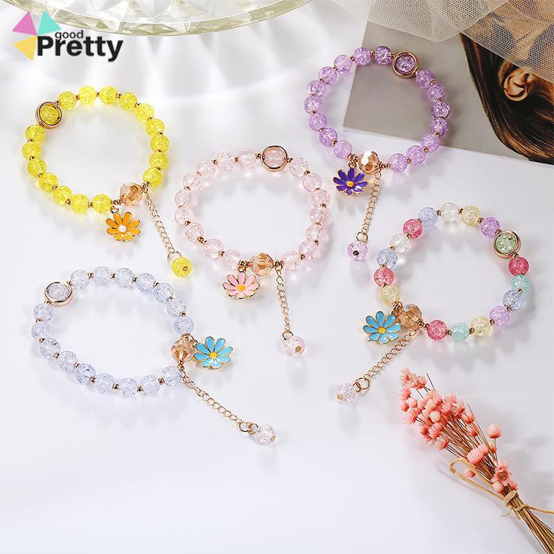 Gelang Rumbai Bunga Daisy Kristal Korea Wanita Gadis Gelang Perhiasan Aksesoris - PD