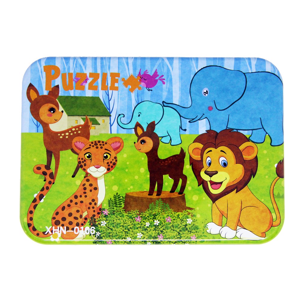 PL108 Puzzle Kayu Jigsaw Mix 4 in 1 Tepak Kaleng Mainan Anak Wildlife