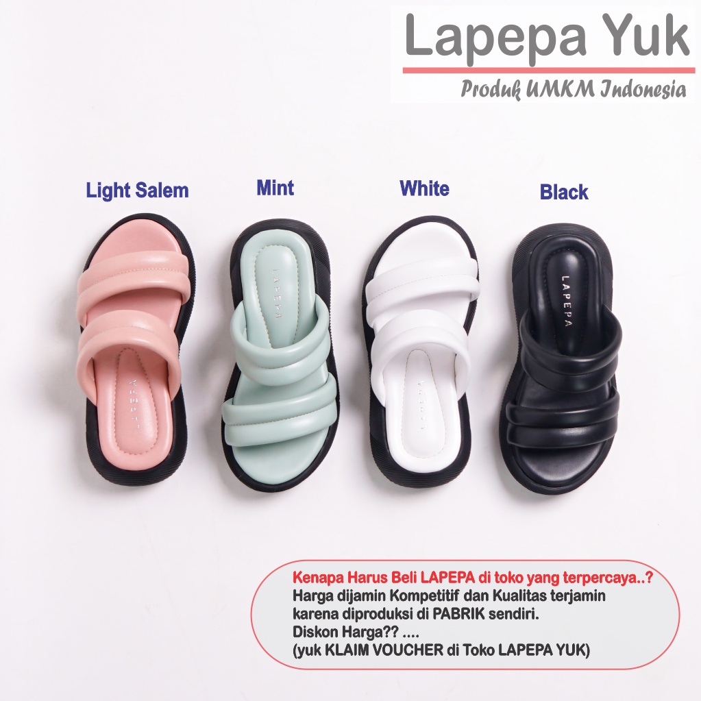 LAPEPA YUK - Sandal Platform Anak Perempuan Usia 2 sampai 10 Tahun ZOYA KIDS Sendal Anak cewek Wedges Wanita Empuk Model Silang Warna MINT Hijau Sage Green Ban dua Lucu cewe Slop Usia Umur 3 4 5 6 7 8 9 thn Tahun Premium Ori Original Mall Official Store