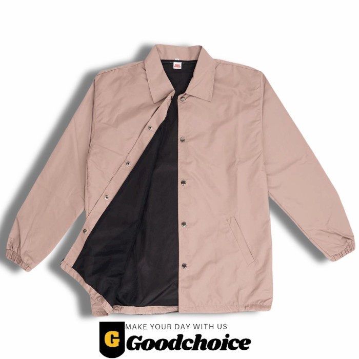 Raamaa16 Jaket Coach Windbreaker Polos - Jaket Waterproof - Cream, M mrh