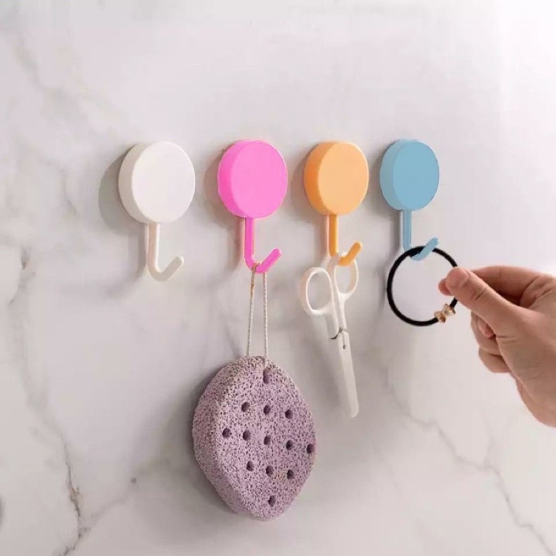 Gantungan Hook MACARON Bulat Polos Tempel Tembok Wall Hook Stiker Dinding Kail Tempel Kuat Serbaguna PRODUK TERPOPULER SEN