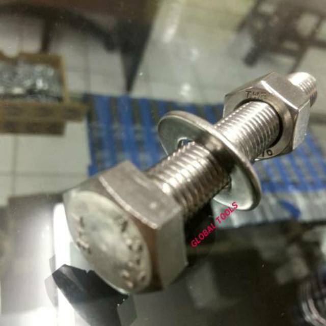 Baut mur stainless m8 x 70 kunci 13 baut 12 ss 304 baut 12 stainless bm ss 8 x 70