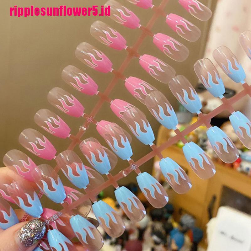 # Kaos T-Shirt Wanita Lengan Pendek Motif Print #Kuku Palsu Full Cover Motif Api Untuk Nail Art