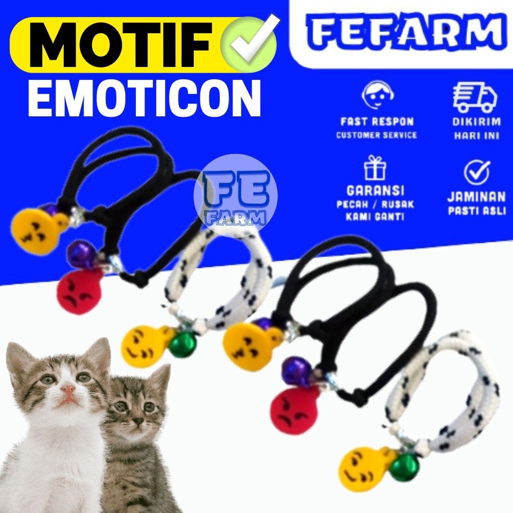 Kalung Kucing Murah Lonceng Karakter Lucu Motif Emoticon Kualitas Premium FEFARM