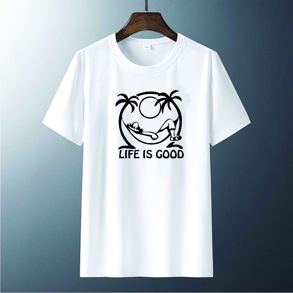 Kaos Distro Pria Life Is Good Baju Oblong Cowok Atasan Lengan Pendek T-shirt Pria Kaos murah