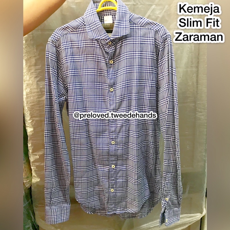 [Preloved / Second]  ZARA MAN - Kemeja Katun Pria Slim Flit | Cotton