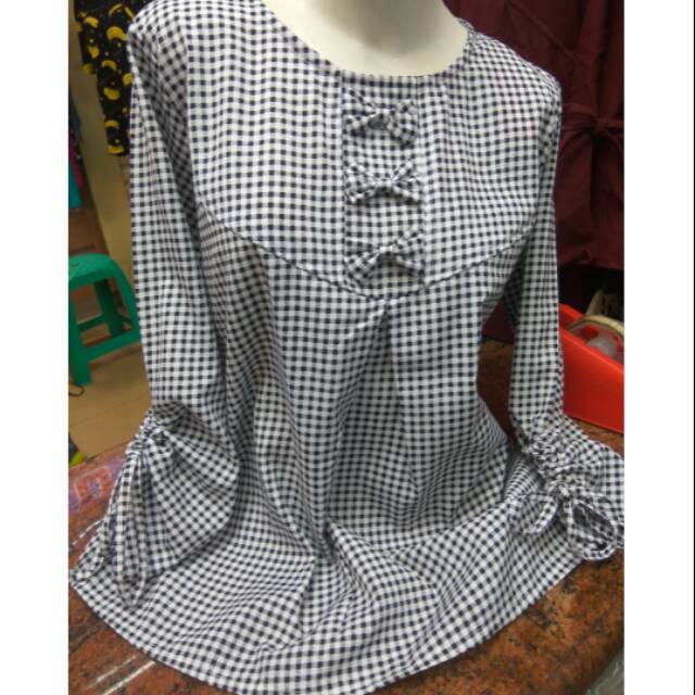 Atasan kotak fashion wanita lengan panjang modern blouse wanita baju grosir wanita murah tanah abang