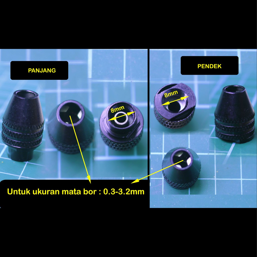 Chuck M8 0.3-3.2 mm kepala bor universal