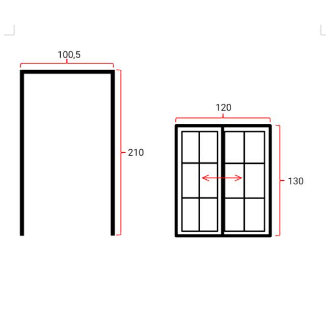 Pesanan Kusen Aluminium 100,5x210 1Unit & Jendela Sliding 120x130 1Unit