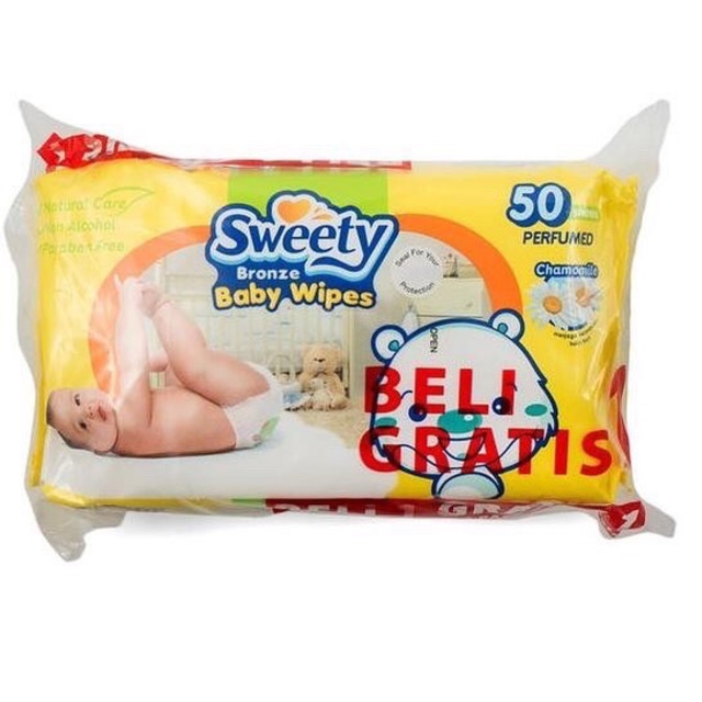 SWEETY BRONZE BABY WIPES BRONZE 50 SHEETS TISU BASAH