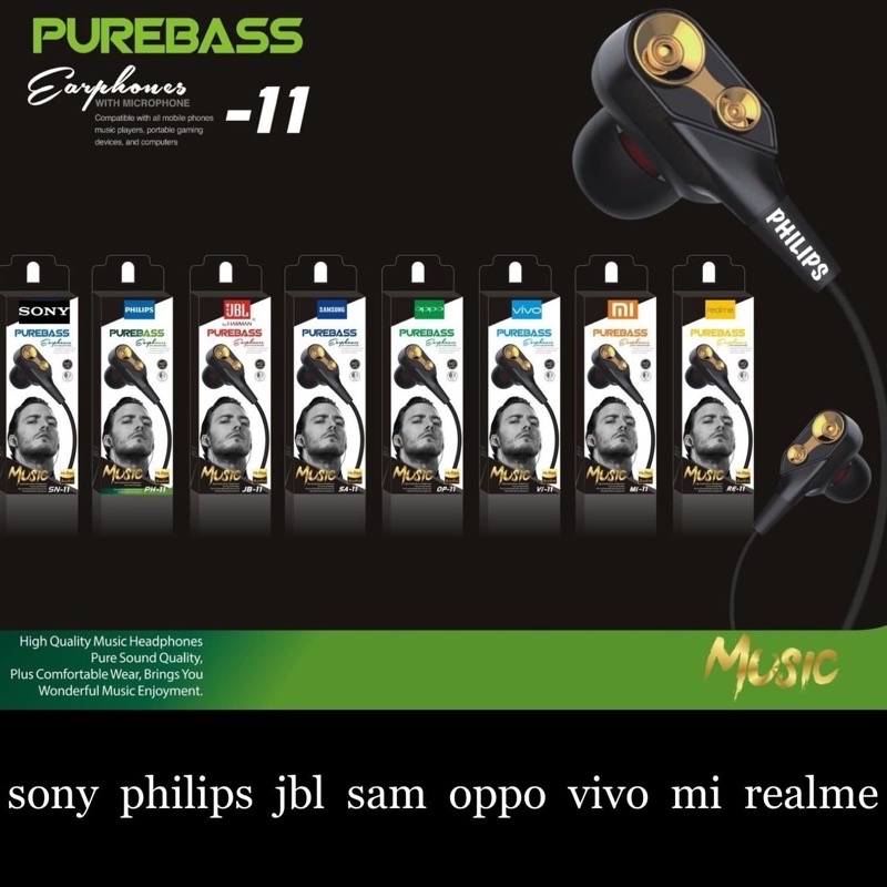 HANDSFREE SULTAN PUREBASS HF JB 11 EARPHONE ENJOY MUSIC