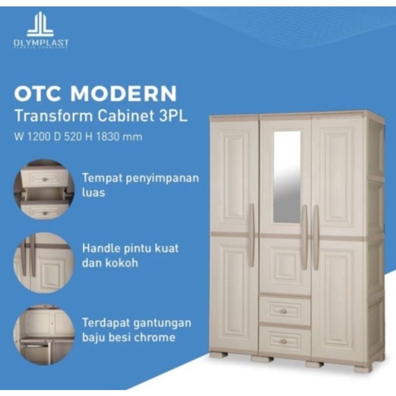 LEMARI PAKAIAN OLYMPLAST 3 PINTU - LEMARI BAJU - LEMARI PLASTIK - LEMARI OTC OLYMPLAST 3 PINTU - LEM