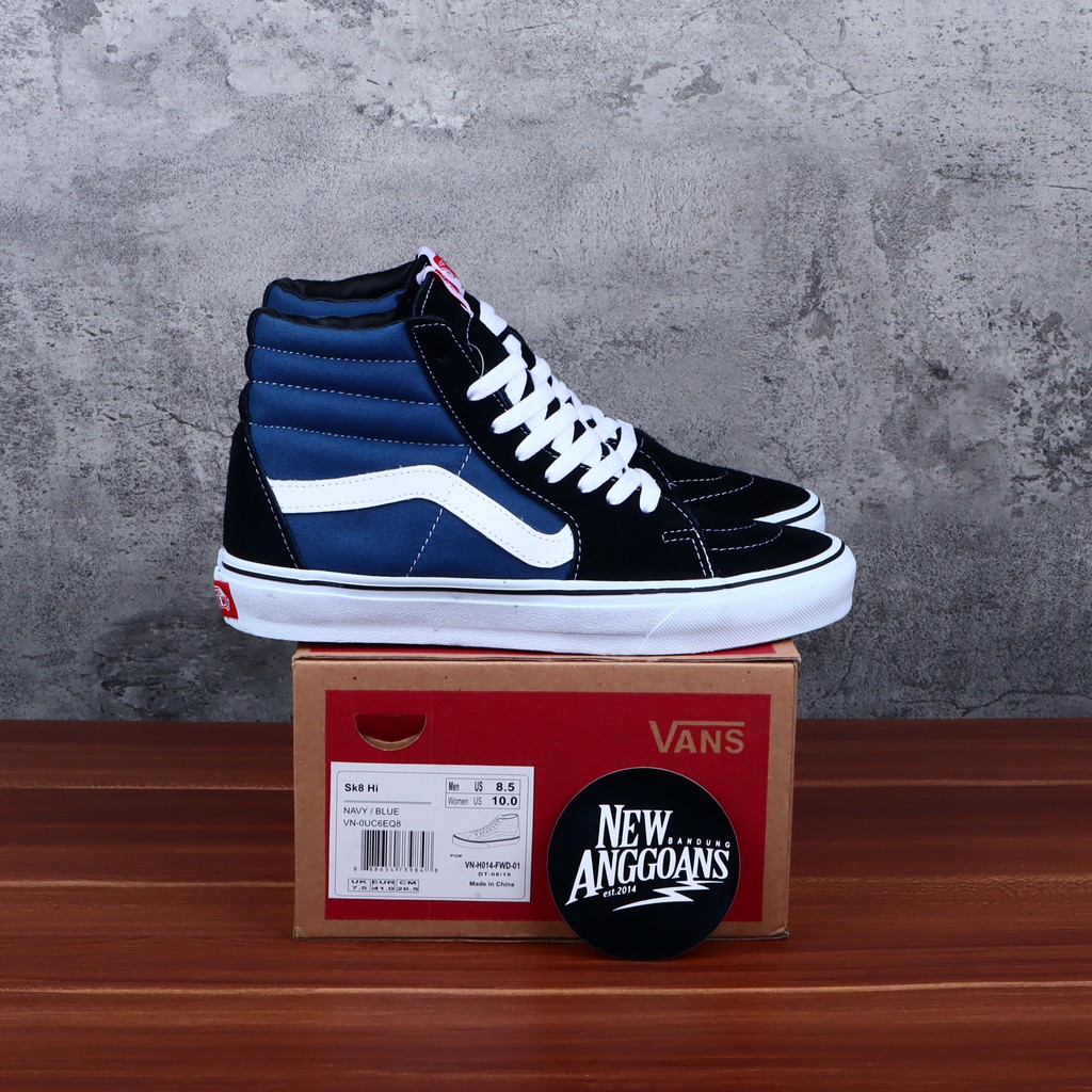 Jual Sepatu Vans Sk8 Skate Hi High Navy Blue Black White Biru Hitam Putih  DT BNIB | Shopee Indonesia