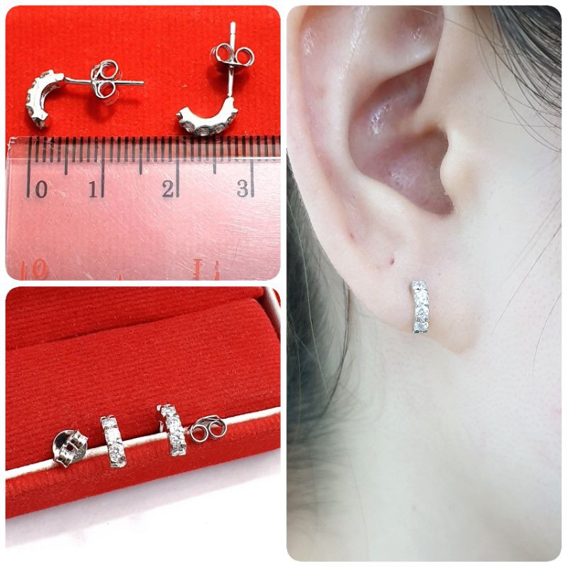 Giwang Perak 925 Asli Perhiasan Anting Giwang Anting Tusuk Silver 925 Lapis Emas Putih