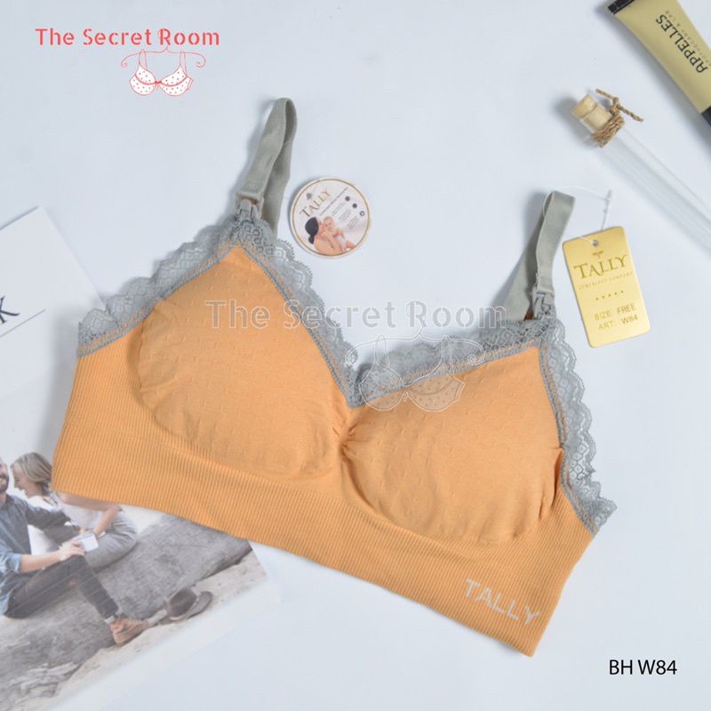 TALLY BRA BH MENYUSUI W84 I FREE SIZE I ADA BUSA I TANPA KAWAT I BAHAN RAJUT HALUS-ORANGE