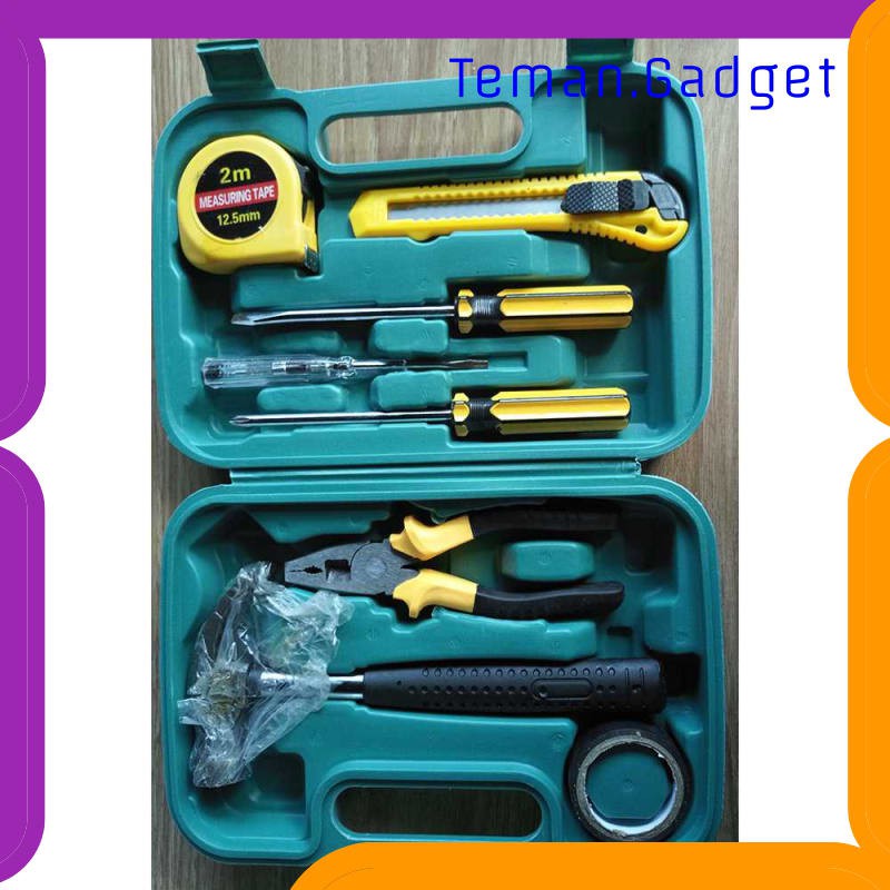 TG-DE060 OnnFang Alat Set Perkakas Palu Tang Obeng Cutter Meteran 8 in 1 PE-HD1