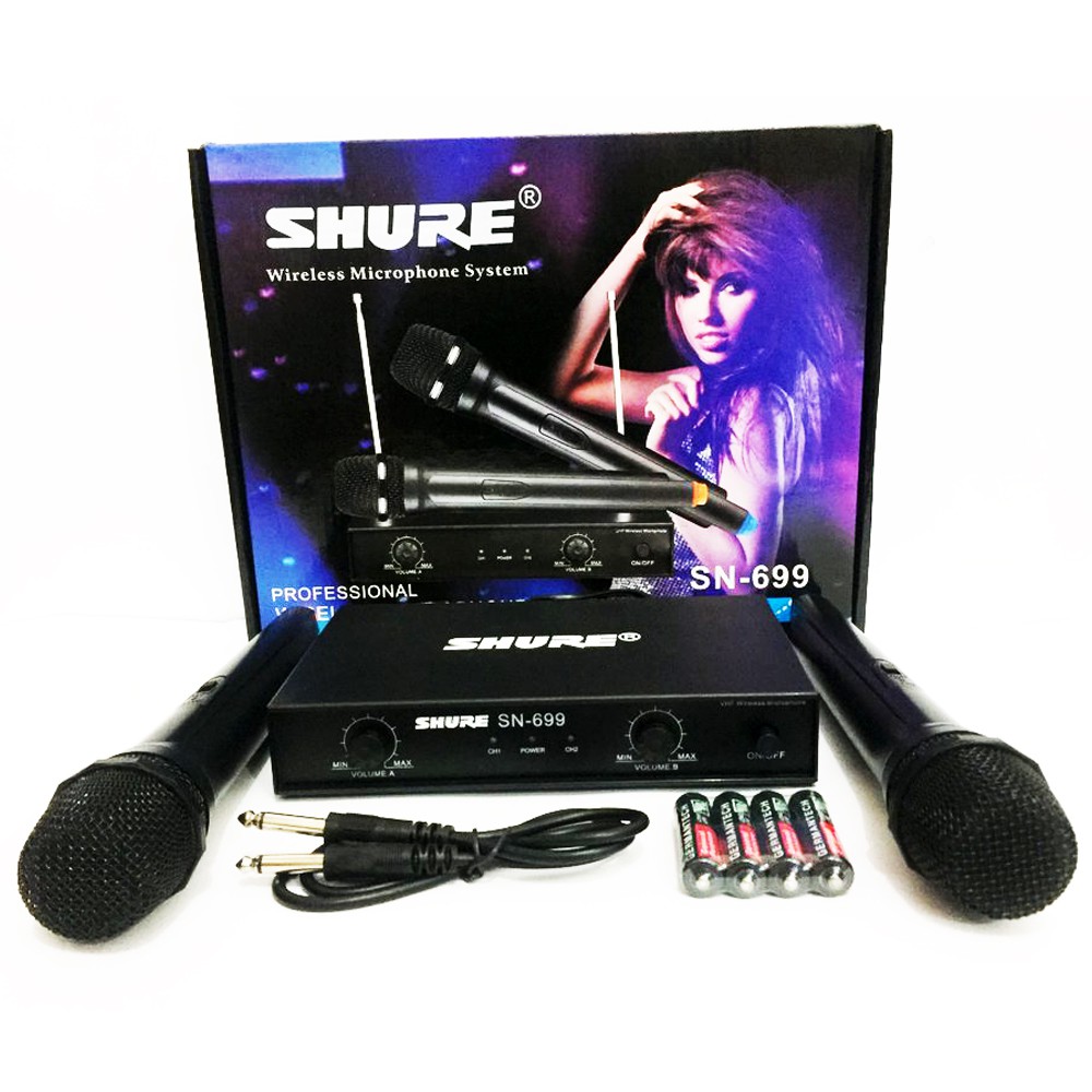 Microphone Mic Wireles Double VHF SN 699 Mikropon Karaoke Suara Mantap