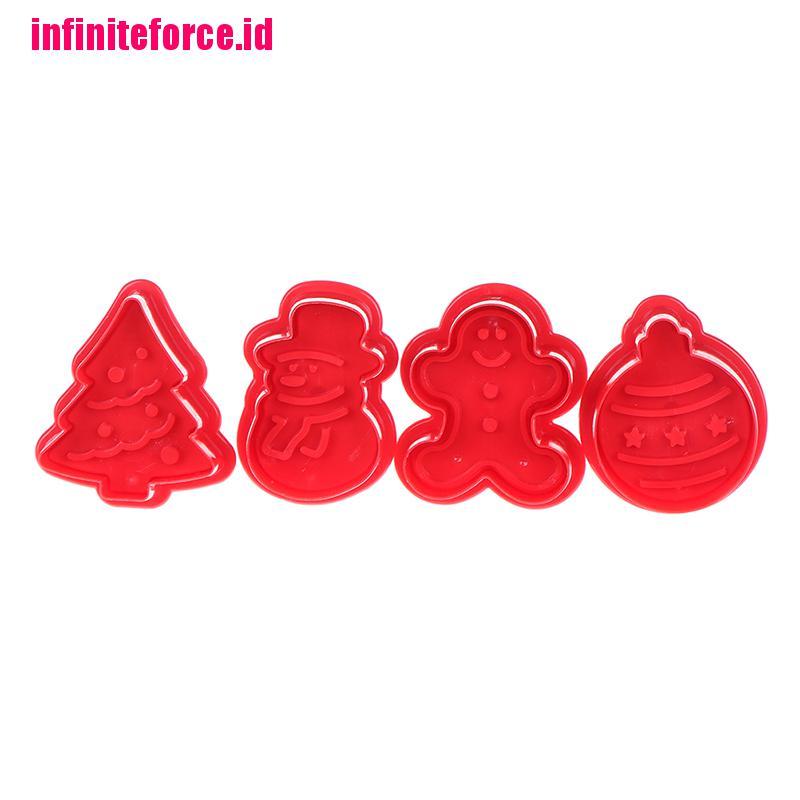 4pcs/set christmas cookie biscuit mold 3d cookie plunger cutter diy baking mould