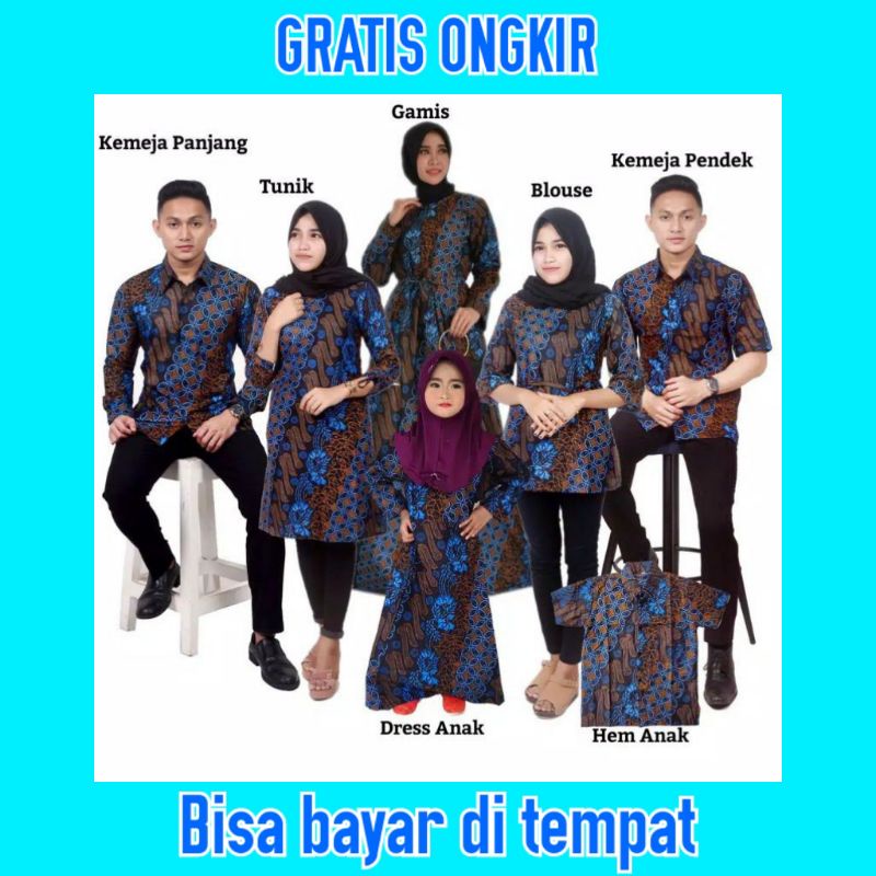 Sarimbit Couple Keluarga Motif Seno Biru